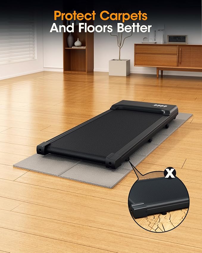 Walking Pad Treadmill Mat for Carpet Floors 68x24, 1/4“Thick Mat for Hardwood Floors, Floor Mat for Under Treadmill/Walking pad/Bike on Carpet, Exercise Equipment Mat, No Slip, Noise Shock Absorption