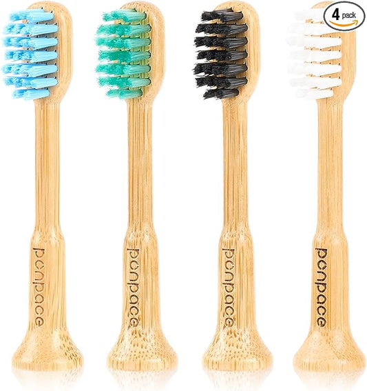 Bamboo Toothbrush Heads Compatible with Philips One by Sonicare, Soft Castor-Oil Bristles, Biodegradable Toothbrush Replacement Heads, Eco-Friendly & Daily Cleaning