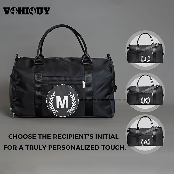 Gym Bag with Shoe Compartment - Personalized Monogrammed Duffle for Sports, Travel, and Workout with Initials Dark Green