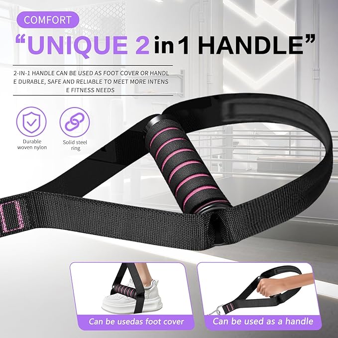 Pilates Bar Kit with Resistance Bands,Ab Roller,2 in 1 Foot Strap & Handle,Door Anchor Pilates Equipment with Resistance Bands, Portable Home Gym Yoga Fitness Bar for Women & Men