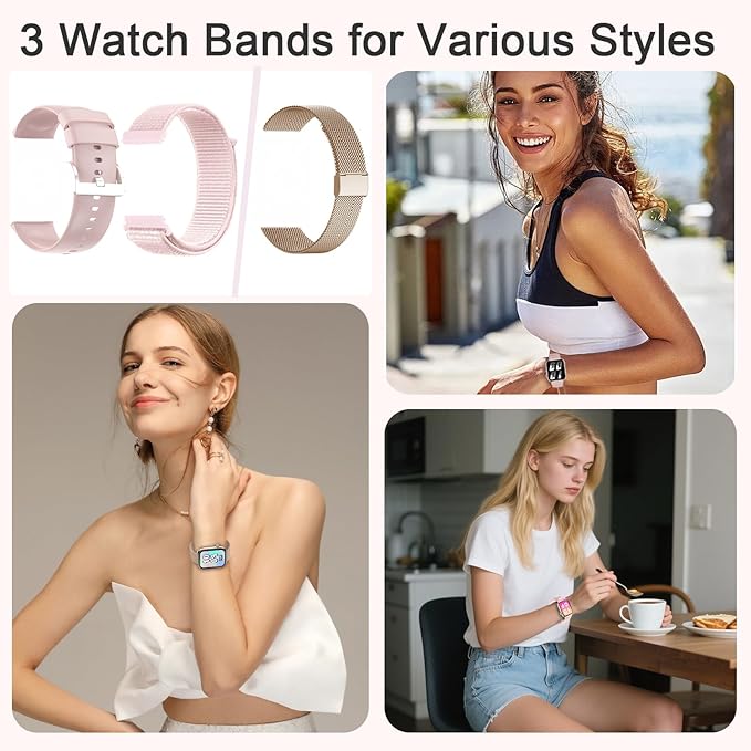 GADIXY Smart Watches for Women Answer/Make Calls,1.83" Ultra-Clear HD,7 Day Battery Life,Fitness Watch with HR/BP/SpO2/Sleep Monitor,120+Sports IP68 Women Smartwatch for Android/iOS,3 Bands,Rosegold