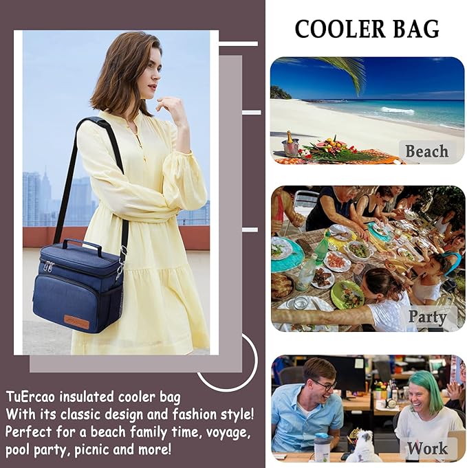 TuErcao Insulated Cooler Bag 6/24 Can Collapsible Leakproof Soft Sided Cooler for Car, Portable Foldable Small Ice Chest for Beach Camping Picnic Travel, 5/15qt Lunch Box for Men Work