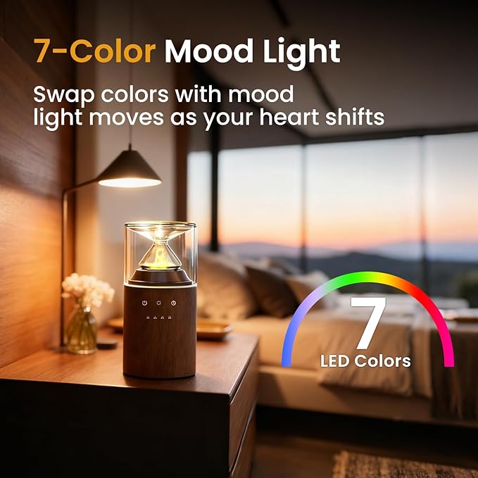 Waterless Essential Oil Nebulizing Portable Wireless Diffuser, Premium Glass and Solid Wood Aroma Diffuser for Home Office Bedroom Car, Elegant Gift Packaging with Essential Oil 10ml (Lemon)