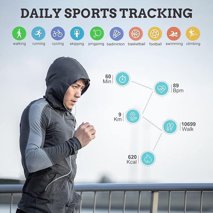 FILIEKEU Men Smart Watch for Android iOS, Bluetooth Calls Voice Chat with Heart Rate/Sleep Monitor Fitness Tracker, 1.3" Full Touch Screen IP67 Waterproof Stainless Steel Activity Tracker for Men