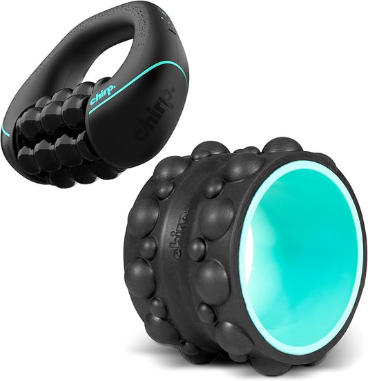 Chirp RPM Mini + XR 6" Wheel Bundle - Rolling Percussive Massager and Foam Roller Wheel, Supports Deep Tissue Massage and Back Pain Relief
