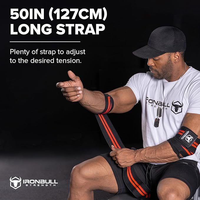 Elbow Wraps for Weightlifting (1 Pair) - 50" Elastic Elbow Braces for Weight Lifting - Elbow Support for Bench Press, Powerlifting, Fitness, & Gym Workout - Gym Elbow Straps Weightlifting - Elbow Compression Strap Brace