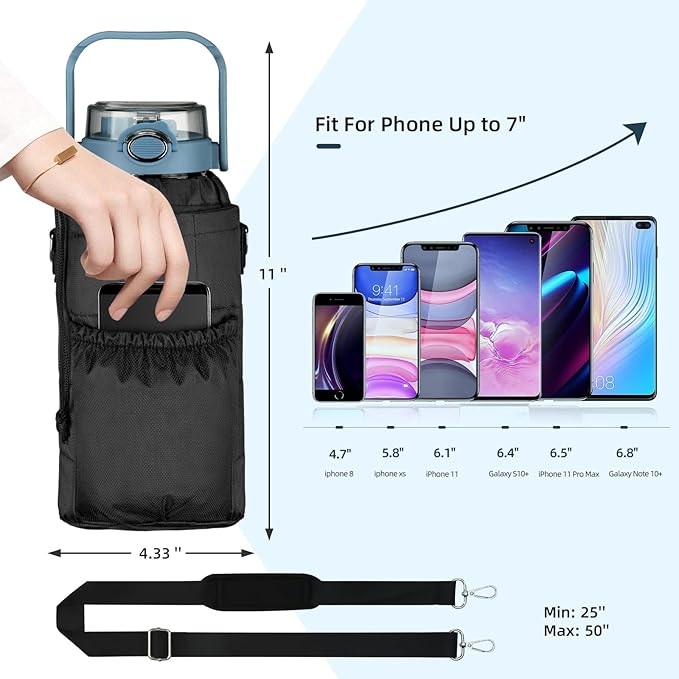 64oz Glass Water Bottle with Straw and Sleeve Half Gallon Motivational Water Bottle with Time Marke and Strap 2L Leakproof Borosilicate Reusable Water Jug for Gym Outdoors