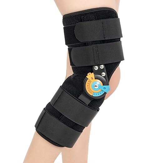 GHORTHOUD Hinged ROM Knee Braces Adjustable Knee Immobilizer Support for Knee Pain ACL MCL PCL Arthritis Meniscus Tear for Men and Women (XL)