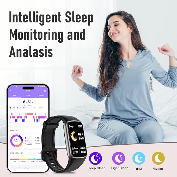 Fitness Tracker with 24/7 Heart Rate, Blood Pressure Blood Oxygen Sleep Monitor, 123 Sports Modes Calories Smart Watch,IP68 Waterproof Step Counter Activity Trackers Pedometer for Women Men (Black)