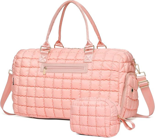 Duffle Bag for Travel, Weekender Bag with Shoe Compartment, Carry On Overnight Bag for Women with Toiletry Bag, Gym Bag with Wet Pocket, Hospital Bags for Labor and Delivery Beige