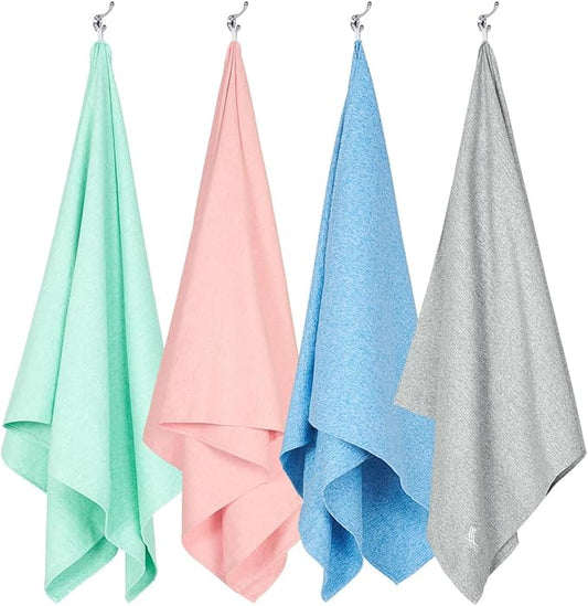 Dock & Bay Beach Towel - Quick Dry, Sand Free - Compact, Lightweight - 100% Recycled - Includes Bag - Essential Set of 4 - Extra Large (200x90cm, 78x35)