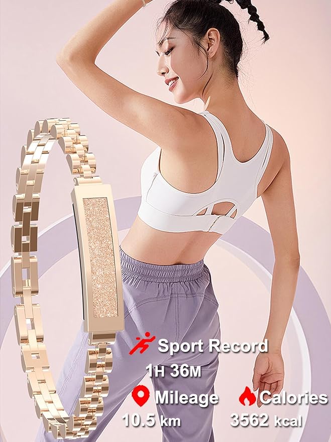 Smart Bracelet Fitness Tracker Heart Rate Monitor Sleep Tracker Step Counter Calories Pedometer Activity Tracker Remote Camera Dress Health Wristband for Women Ladies