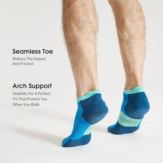 CS CELERSPORT 6 Pack Men's Running Ankle Socks with Cushion, Low Cut Athletic Tab Socks