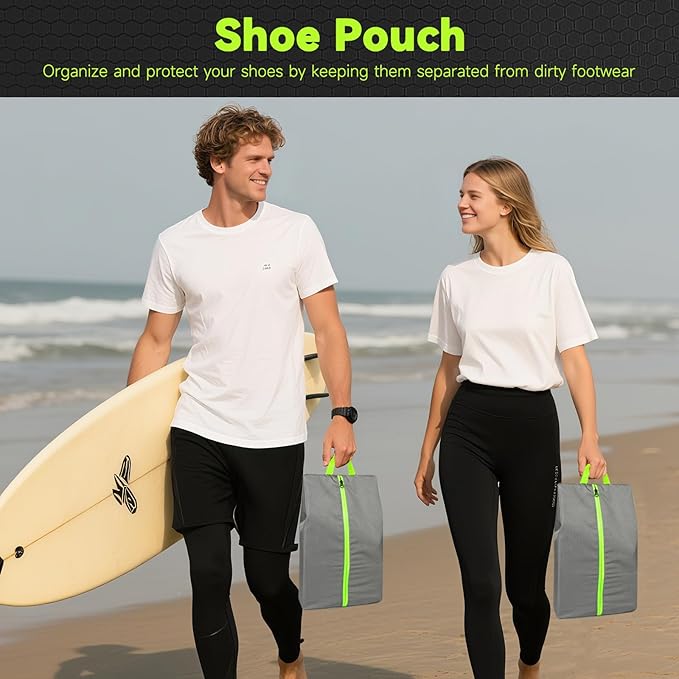 2 Pack Large Soccer Cleat Bag, Odor-Absorbing Lightweight Track Shoe Organizer for Travel, Gym & Sports | Smell-Proof Storage with Active Carbon Fabric (Spikes, Golf, Tennis，Bowling)