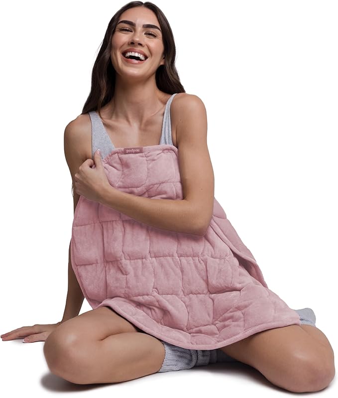 Nodpod Weighted Blanket & Sleep Mask Bundle – Ultra-Soft Body Blanket with Glass Beads + Light-Blocking Eye Mask – Relaxation, Comfort, Travel & Better Sleep - Blush Pink