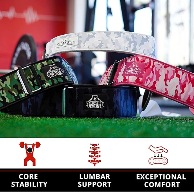 Bear Grips Weight Lifting Belt, Weightlifting Belt for Women, Weight Belt For Men Gym Belt With Locking Buckle, Nylon Belt, Squat Belt, Deadlift Belt, Workout Belt, Exercise Belt for Back Support