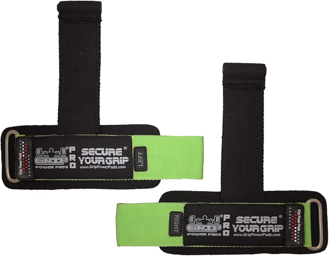 Lifting Dowel Straps Neoprene Padded Wrist Wraps Power Weight Lifting Training Gym Grips Straps Wrist Support Bandage Set of 2 Alternative to Hooks (Lime)
