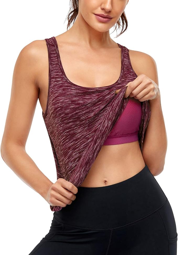 Cestyle Womens Tank Tops with Built in Bras Racerback Yoga Workout Sports Activewear