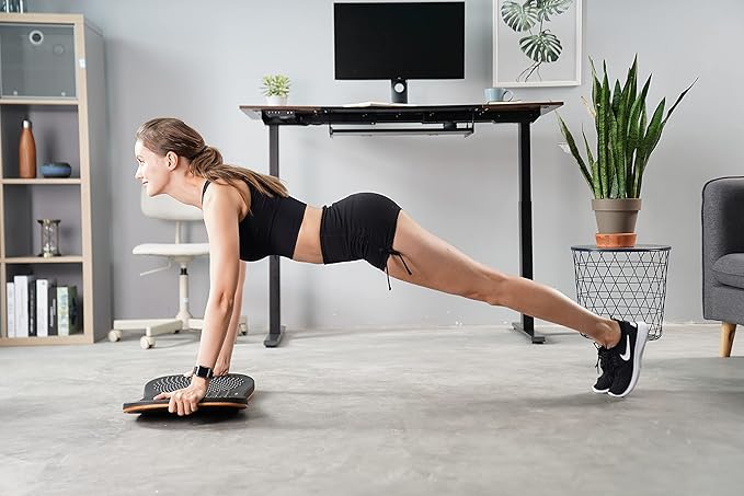 Standing Desk Anti Fatigue Mat Wooden Wobble Balance Board Stability Rocker with Ergonomic Design Comfort Floor Mat Accessories(Large, Obsidian Black)