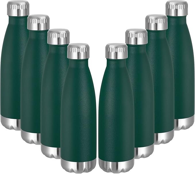 VEGOND 17oz Stainless Steel Water Bottles Bulk, Reusable Metal Sports Water Bottle Keeps Drink Hot and Cold, BPA Free Double Wall Vacuum Cola Shape Insulated Water Bottles for Camping Gym, 8 Pack