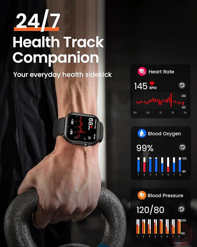 Smart Watches for Women Fitness Tracker: 1.85" Smartwatch with 30 Day+Battery Life Make/Answer Call Sleep Heart Rate SpO2 Monitor IP68 Waterproof 120+Sport Mode Watch for Android iPhone Samsung Black