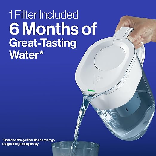 Brita Water Pitcher, Everyday Elite Filter, Removes 99% of Lead, Includes 1 Filter, 10-Cup Capacity, White