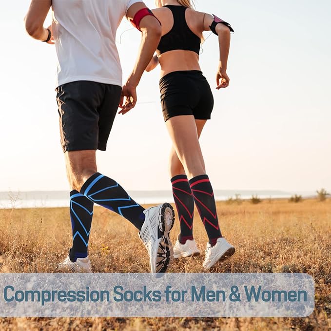 Compression Socks for Men & Women 20-30 mmHg Knee High -Best Support for Medical, Athletic, Sports, Travel (1/2Pairs)