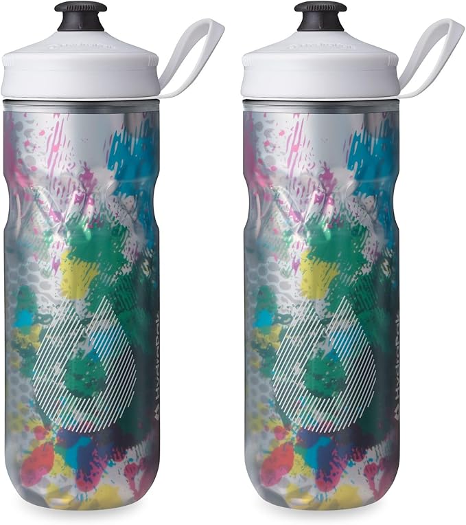 HydraPak | Polar Bottle - Polar Sport Insulated Water Bottle 2-Pack - BPA-Free, Sport & Bike Squeeze Bottle with Handle (Splash Multi, 600ml / 20oz)