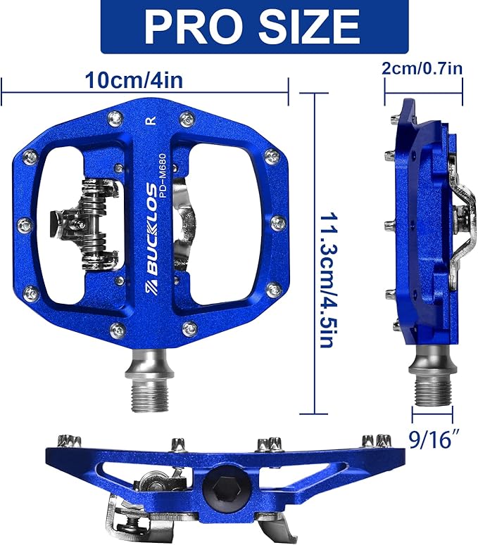 BUCKLOS SPD Pedals PD-M680 Mountain Bike Clip in SPD Flat Combo Dual Sided Pedals - Road Bike MTB Clipless Sealed Bearing Bicycle Clips Pedal Compatible with Shimano SPD Cleats (Black…