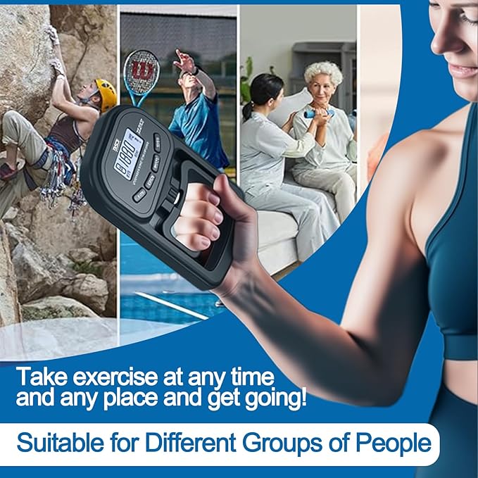 Hand Grip Strength Tester Trainer, 396lbs/180kg Hand Grip Dynamometer with LCD Display, Ideal for Sports, School, and Home Use