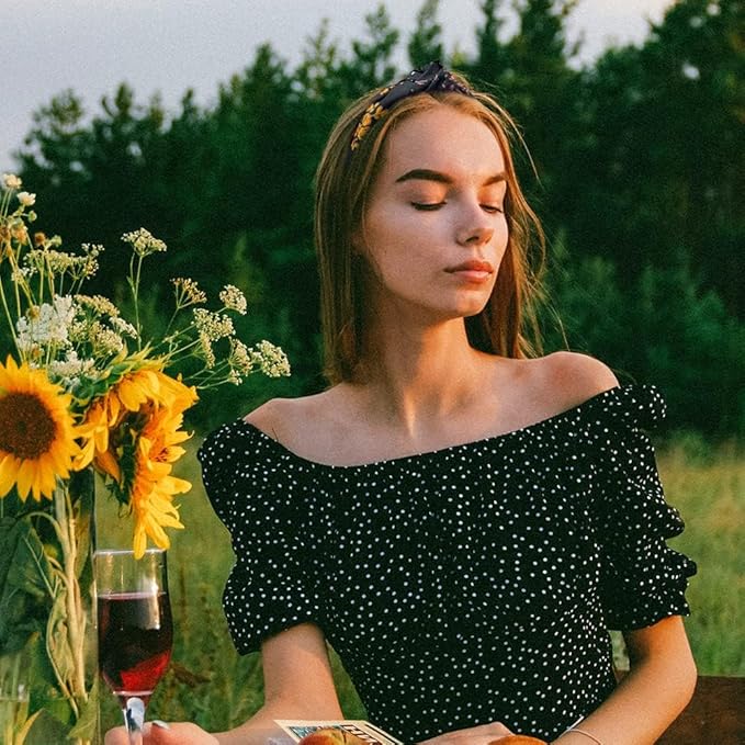 Madison Tyler Headbands for Women | Fashion Boho Top Knotted With Rhinestones Elastic Workout Hairbands | Outdoor and Party Non Slip (Olive Satin)