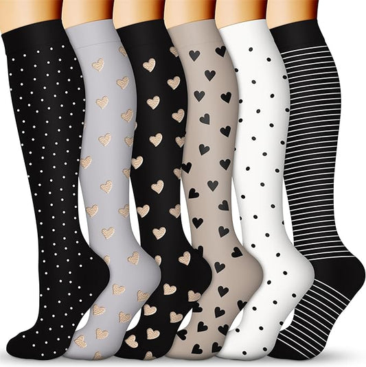 Compression Socks for Women & Men 15-20 mmHg, Best for Medical, Nursing, Running, Athletic, Varicose Veins, Travel