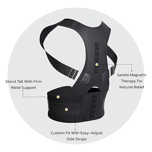 Full Back Posture Corrector for Women & Men –Adjustable back straightener posture corrector with Magnetic Therapy- Back brace for Spine, Neck & Upper Back Pain Relief - Posture Back Brace (M - 33.8” – 38.5”)