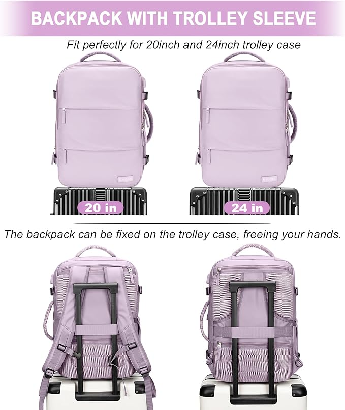 Carry-On Backpack, 42L Airline Approved Gym Backpack for Men & Women, Waterproof, Business & Laptop Daypack, Casual Hiking Pack