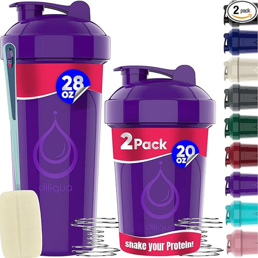 2 PACK, 28 oz & 20 oz Shaker Bottles for Protein Mixes | BPA-Free & Dishwasher Safe | Protein shaker bottle | Shaker Cups for protein shakes | Leakproof Blender Shaker Bottle Pack