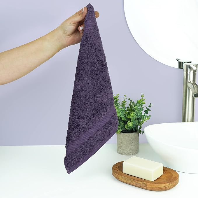 Chakir Turkish Linens | Hotel & Spa Quality 100% Cotton Premium Turkish Towels | Soft & Absorbent (Personalized 3-Piece Towel Set, Plum)