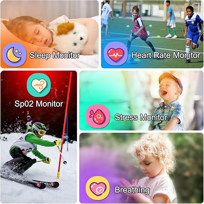 1.85" Kids Watch, AI(Translation/Q&A/Watch Face/Image Recognition)Smartwatches with Heart Rate,Sleep Monitor,Video Music Pedometer,NO APP/Phone, Gifts for 3-12 Years old Boys Girls(Built-in AI, Black)