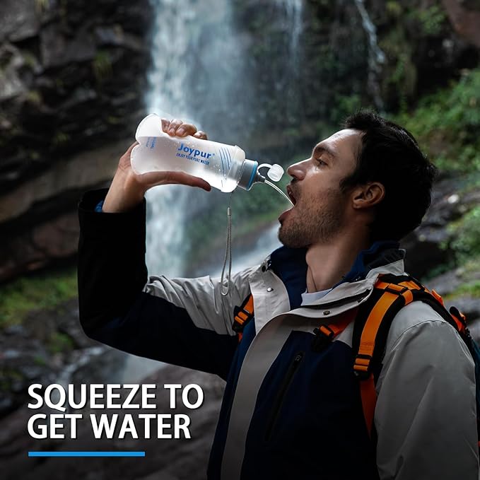 Water Filter Survival - 650ml Collapsible Water Bottle with Filter Squeeze Filter Bottle Befree or Peak Series for Hiking Backpacking Camping,with NSF/FDA Certification BPA-Free(White)
