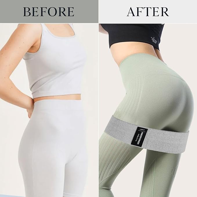 Wide Fabric Resistance Bands for Working Out, 3 Level Non-Slip Exercise Booty Bands for Women & Men Leg and Glutes with Hair Ties and Tape Measure - for Home Gym Workout, Yoga, Pilates