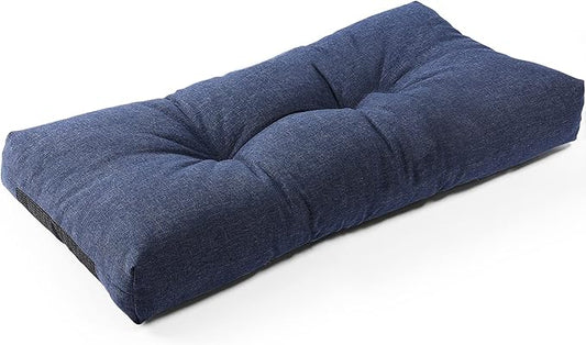 SUNROX LokGrip Non Slip Tufted Memory Foam Bench Cushion, FadeShield Water Resistant Durable Thicken Outdoor/Indoor Bench Seat Pads 27x12x4 inch, Heather Indigo