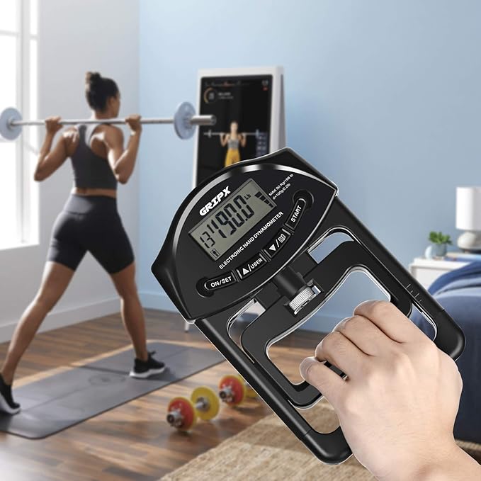 GRIPX Digital Hand Dynamometer Grip Strength Measurement Meter Auto Capturing Electronic Hand Grip Power 198Lbs / 90Kgs