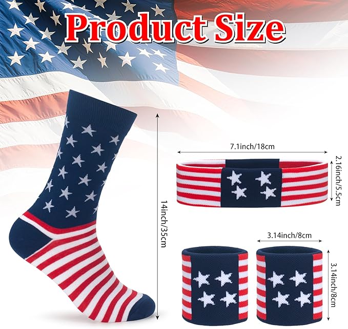 ONUPGO 5 Pieces Sweatbands Striped Socks Set Sports Headband Wristbands High Tube Socks 80s Accessories Costumes