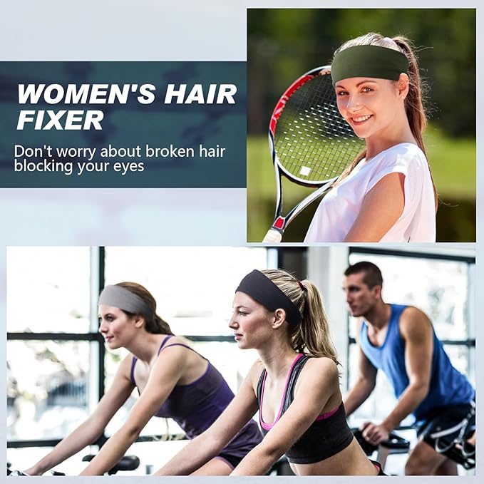 18 Pcs Sports Sweatbands for Men Women Camo Headbands Workout Non Slip Headbands Breathable Head Band Fitness Stretchy Unisex Hairband for Yoga Running Cycling Ball