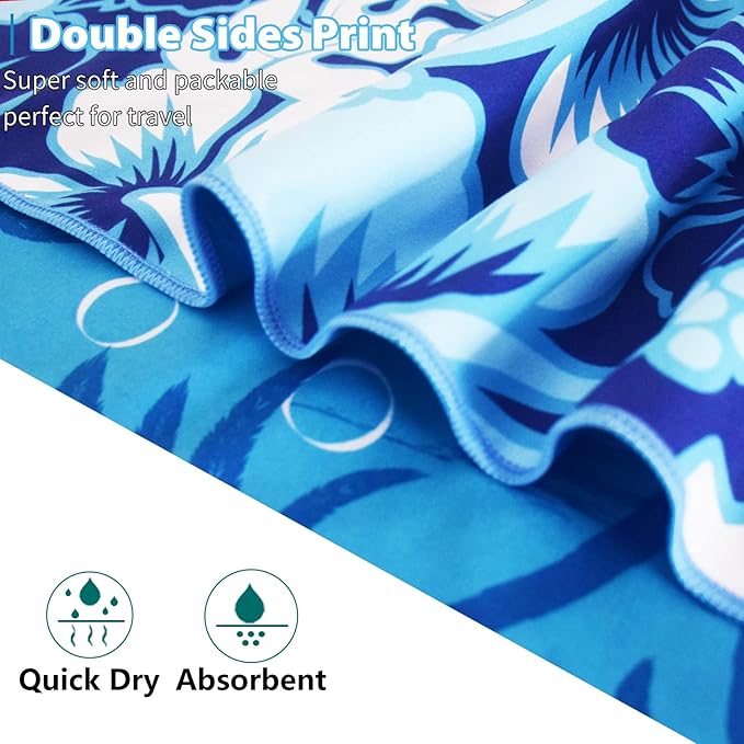 2 Pack Microfiber Thin Beach Towel Lightweight 71x32 Oversized Extra Large Sand Free Towels Quick Dry for Travel Pool Yoga Gym Sports Beach Accessories Vacation Essential Gift