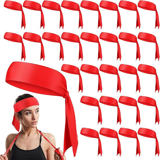 Hiboom 30 Pack Tie Headband Bulk Sports Tennis Head Tie Ninja Karate Tie Back Athletic Sweatbands Adjustable Hair Bands for Women Men Basketball, Football, Soccer, Running, Yoga Workout