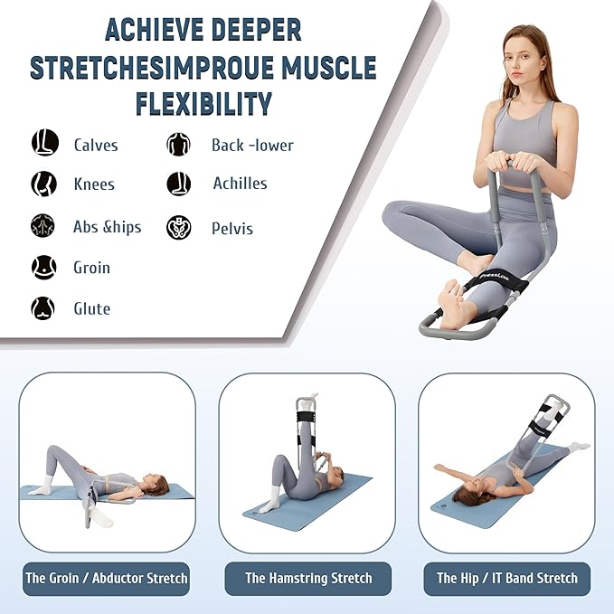 Hamstring Stretcher for Knee Extension & Pain Relief, Adjustable Low Back, Calf, Leg & Hip Stretching Device for Flexibility, ACL Surgery Recovery Physical Therapy Equipment - Upgraded 2025