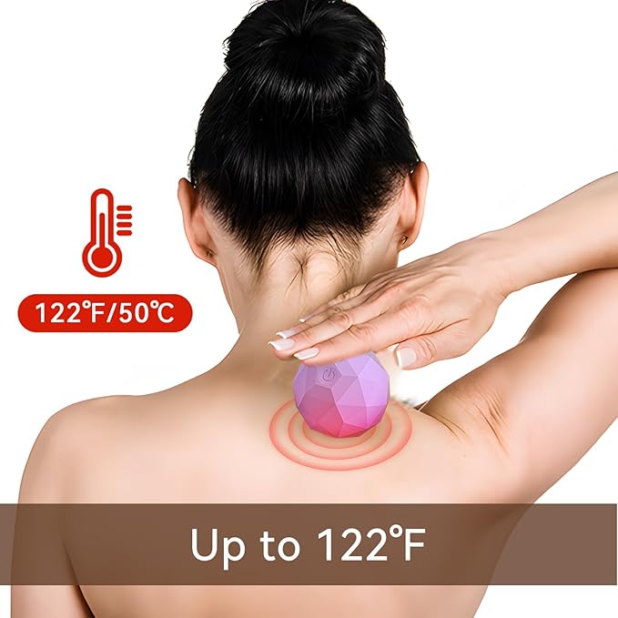 Vibrating Massage Ball with Heat - Portable Physical Therapy for Muscle Relief Up to 120 ¨H Heating Temperature for Myofascial Release and Trigger Point Treatment Mini Size Massage Ball -Purple