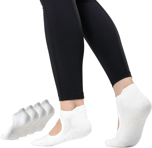 CoolMate Pilates Socks with Grips for Women, Yoga Socks, Crew Non Slip Women for Workout, Barre, Pilates Gifts