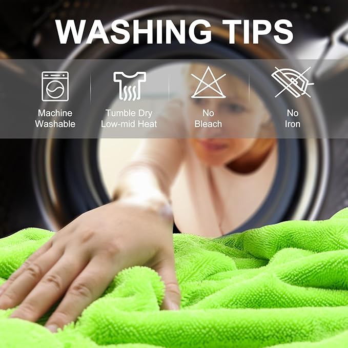 2 Pack XL Car Drying Towel – 1300GSM Ultra Absorbent Microfiber, 24"x36" Large Size, Twisted Loop, Lint-Free & Streak-Free for Auto Detailing, Car, SUV, Truck (Gray-Green)