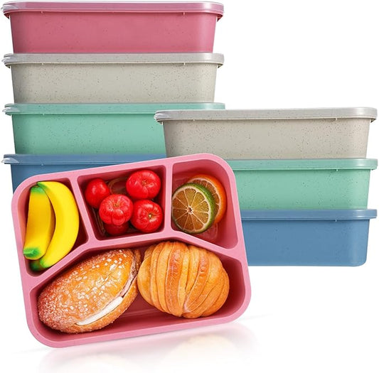 8 Pack Bento Box, Lunch Containers Wheat Straw Meal Prep Containers Reusable, Microwave and Dishwasher Safe Lunch Containers for Adults, Bento Lunch Box